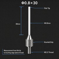 Sonde à pointe plate en céramique SD0.80X30mm, filetage M2.5, stylet de mesure de précision pour indicateur à cadran, pièce de rechange pour micromètre