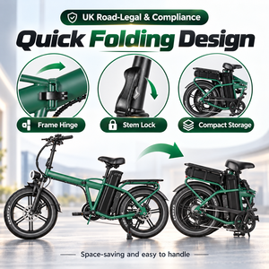 QMWHEEL F30 Pro UK Wholesale E Bike 20 Inch Electric Folding Bike 250W 48V 45Ah Long Range GPS Rear Rack Electric Bike - Product Image 2