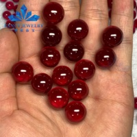 Perles de pierres précieuses rondes de grande taille 7mm 8mm 9mm 10mm 12mm 5 #   Sphère de rubis synthétique rouge sans trou