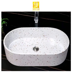 Lavabo <span class=keywords><strong>carré</strong></span> en pierre BOTON STONE, plan de toilette en pierre, lavabo rond blanc, lavabo en terrazzo, lavabo de salle de bain - Product Image 6