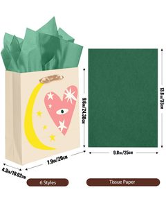 Medium <b>Paper</b> Gift Bags with Tissue <b>Paper</b> Handles Retro Abstract Cardboard Floral Gift Bags Party Supply Gift Bags - Product Image 4