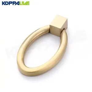 Koppalive Brushed Brass nhà bếp bàn trang điểm ngăn kéo xử lý và knobs lỗ duy nhất Thả vòng Vàng Tủ kéo
