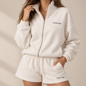 Custom Casual Athletic Running Hoodie Cotton Polyester Fleece Half Zip Sweatshirt Women Funnel Neck Eco-Friendly 1/4 Zip - Product Image 1