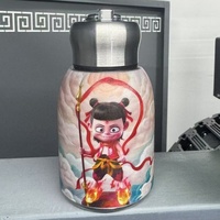 Thermos de luxe 300 ml en acier inoxydable doré C304 sans BPA, isolation thermique 6-12 heures, motif papillon paon chinois, cadeau d'affaires