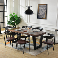 Nordique rectangulaire moderne simple table à manger et chaise combinaison table à manger rétro fer en bois massif salle à manger maison table basse