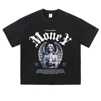 T-shirt respirant 100 % coton, coupe ample et oversize, à manches courtes, imprimé lettres couple, style streetwear usé, nouveauté 2026