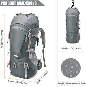 Mochila de Montañismo Ligera de Gran Capacidad Personalizada, 55 Litros, para Senderismo y Camping - Product Image 5