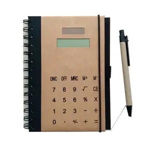 Cuadernos Kraft en espiral con impresión personalizada con calculadora, suministros comerciales de oficina, calendario de energía solar, cuaderno con logotipo