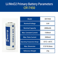 Long Life CR17450 Primary Lithium Battery 3V 2000mAh Non Rechargeable for ETC System PLC Memory Backup