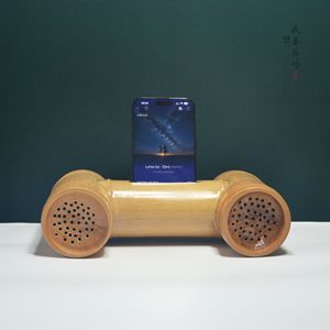 Bamboo Mobile Phone <b>Speaker</b> Base Portable Amplifier <b>Stand</b> For iPhone And Smartphone With Natural Bamboo Design - Product Image 3
