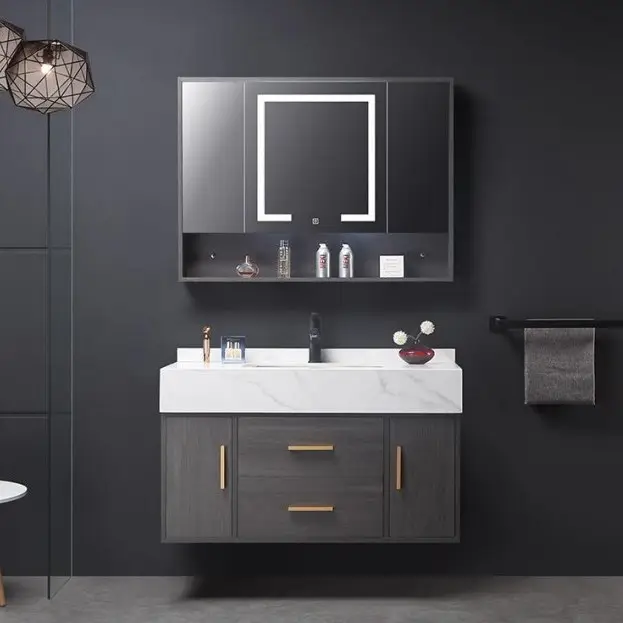 Sanitari a parete in stile moderno di lusso senza vernice lavabo sospeso in ceramica lavabo sospeso mobiletto del bagno vanità