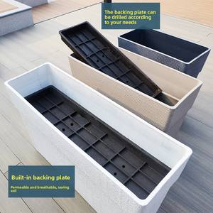 P450 Jardinière de jardin épaissie avec plaque de base, grande jardinière <span class=keywords><strong>rectangulaire</strong></span> en plastique pour extérieur - Product Image 3