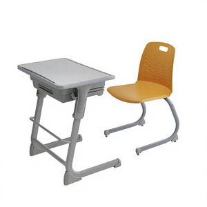 Chaise et table d'école modernes au design unique, structure métallique avec chaise en plastique PP et panier à livres - Product Image 4