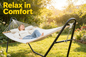 Universal <strong>Hammock</strong> Stand Only, Fits 9 to 14 <strong>Foot</strong> <strong>Hammocks</strong>, 600 Lbs Capacity, Double <strong>Hammock</strong> Stand for Outside (Glossy Jet Black) - Product Image 5