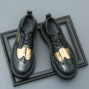 Scarpe da <span class=keywords><strong>Uomo</strong></span> in Pelle PU, Stile Brogue Casual Formale, Punta Rotonda, Suola Spessa, Tacchi Alti, Scarpe Eleganti da <span class=keywords><strong>Uomo</strong></span> con Plateau - Product Image 4