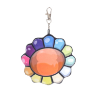 Porte-clés en peluche tournesol arc-en-ciel, breloque de sac fleur souriante amusante, ornement suspendu style Harajuku