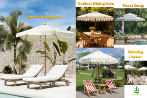 Parapluie grand format blanc en aluminium à double couche avec design ondulé LS |   Parasol <span class=keywords><strong>de</strong></span> <span class=keywords><strong>plage</strong></span>, <span class=keywords><strong>de</strong></span> marché et <span class=keywords><strong>de</strong></span> mariage Parasol extérieur - Product Image 5