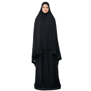 SIPO Eid – robe en dentelle brodée 2 pièces, Jilbab Abaya, pour femmes musulmanes malaisiennes, tudong, Khimar, en mousseline de soie, de prière, Jilbab, Telekung, 2023 - Product Image 1