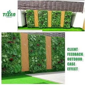 Tizen - Painel de parede de plástico DIY 3D anti-UV para decoração de ambientes internos e externos, parede floral artificial, plantas e grama, artificialmente