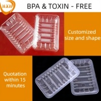 Wegwerp eco-vriendelijke clamshell verpakking voor vers fruit, PLA/PET materiaal, aangepast logo, gouden opdruk, HXH merk
