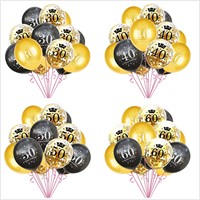 Décorations de remise de diplôme Classe de 2026 – 30 ballons confettis en latex noir et or – Félicitations diplômé – 18e anniversaire – Écologiques