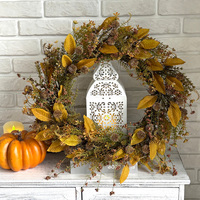 Porte Artificielle Classique Faite à la Main de Haute Qualité, Style Ferme, pour Halloween, Automne, Eucalyptus Plastique, Thanksgiving, Fête de la Récolte
