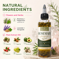 Huile de Romarin Bio Pure à 100% en Gros (Gallon) avec Graines de Fenugrec et Menthe pour la Réparation du Cuir Chevelu et des Cheveux