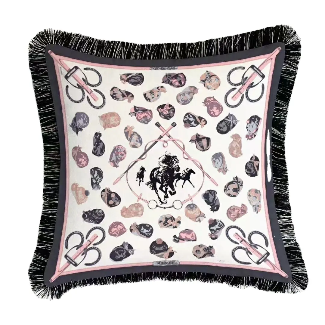 Throw Pillow Cushion Cover Fashion Design-R 45*45cm Velvet Cushion Cover with Tassels Decorative Square Accent Pillow Case