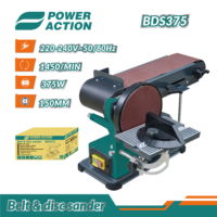 Ponceuse à bande et à disque Power Action BDS375 375W, disque de 150 mm, machine à poncer de table pour le bois, le métal, le polissage et le meulage