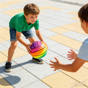 Ballon de volley-ball en plastique durable arc-en-ciel, PVC coloré, pour jeux de sport en plein air, plage, <span class=keywords><strong>piscine</strong></span>, jouet pour enfants - Product Image 3