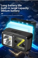 Lampe frontale LED rechargeable pour pêche plongée randonnée Cob capteur de mouvement 5 Modes de travail étanche interrupteur minier phare en plastique