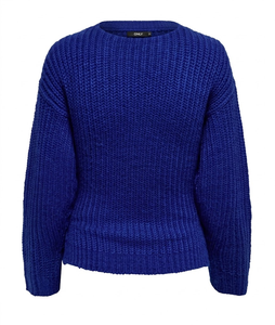 Pull en tricot côtelé chevron 100 % acrylique pour femme, col rond, manches lanternes, coupe oversize, décontracté, hiver - Product Image 2