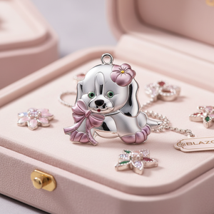 BLAZON Ciondolo e Charm Grande a Forma di Cane Rosa, Misura 63x52 - Product Image 3