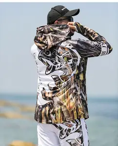 Camisas de pesca por sublimación hechas a medida, ropa de pesca Unisex OEM personalizada, logotipo de sueño en las Aduanas del Mar, estilo de artículo