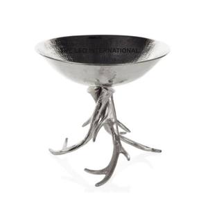 Tuerca de cuenco chapada en plata de forma redonda de Metal de aluminio Aspecto de asta Venta caliente Cuenco decorativo de acento para el hogar - Product Image 1