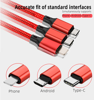 Câble de données USB multifonction 3-en-1 à charge rapide 3A avec blindage tressé et PVC pour téléphones mobiles