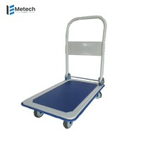 Carrito de Compras Plegable con Asa, Carretilla de Mano Prestar, Carretilla de Plataforma Plana con Base Metálica, Capacidad de 90 lb, Ruedas Plegables de 4 Pulgadas