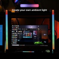 Lumière d'ambiance magnétique RGB USB en ABS pour microphone, ordinateur de bureau, audio de voiture, LED rythmique à activation vocale, ambiance musicale