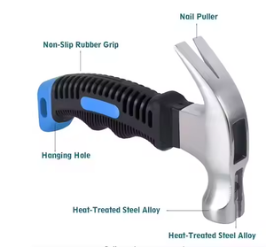 Mini Stubby Hammers Stainless Steel Blade Soft <b>Rubber</b> <b>Plastic</b> Fiberglass Handle OEM Customizable DIY Grade for Small Projects - Product Image 3