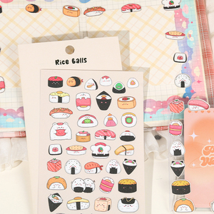 Dessin animé paillettes <span class=keywords><strong>Sushi</strong></span> autocollants personnalisé étanche vinyle mignon baiser coupe autocollants pour bouteille décoratif Journal autocollant Scrapbooking - Product Image 3