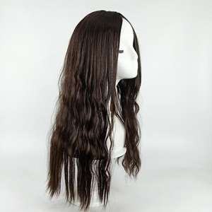 วิกผมยาวแบบหยิกเป็นลอนตรงกลาง - วิกผมสังเคราะห์ทนความร้อนสูงสำหรับผู้หญิง <span class=keywords><strong>ทรง</strong></span><span class=keywords><strong>ผม</strong></span>คอร์นโรว์ลอนแบบยุโรปอเมริกัน  พร้อมฐานใส - Product Image 6