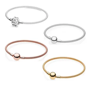 Pabrik 925 gelang perak murni bulat logo klasik bintang berujung lima gelang jaring cocok hadiah pernikahan grosir perhiasan