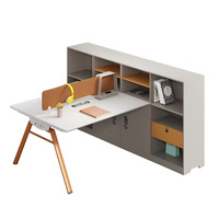 Poste de travail de bureau individuel moderne en bois avec cloison de séparation, ensemble de mobilier de direction de luxe avec table blanche