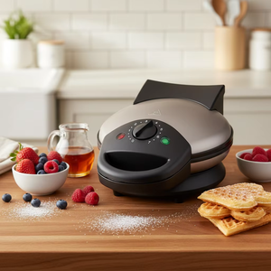 <span class=keywords><strong>Gaufrier</strong></span> électrique en acier inoxydable en forme de cœur avec contrôle de brunissement réglable sur 7 niveaux, fer à gaufres rond classique 1400W - Product Image 3