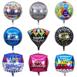 37 Colors Amazon Distributor 22 Inch Colorful Shiny Helium Foil 4d Square Cube Sphere Shaped Balloons For Kids Toy