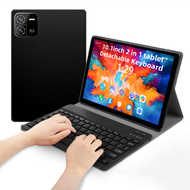 Custom 10.1 Inch IPS 2GB/4GB +32GB/64GB WIFI Tablet PC 2 in 1 Android 12 Tablet with Detachable Keyboard for Students