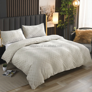 FY Customized Logo Wholesale Soft <strong>Beige</strong> Diamond Embossed 100% Polyester Flannel Fleece <strong>Bedding</strong> <strong>Set</strong> for Adults Kids - Product Image 1
