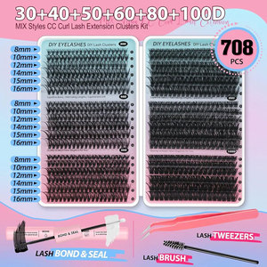 Kit de Pestañas Postizas Sintéticas 6 en 1 al por Mayor, Logotipo Personalizado OEM, Volumen Mixto 30D-100D, Extensiones de Pestañas Individuales DIY de 8-16mm, Venta al por Mayor - Product Image 5