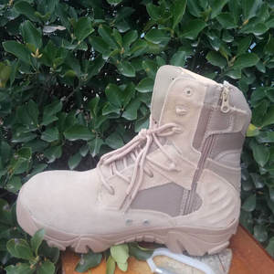 Bottes de combat tactiques pour hommes, chaussures d'hiver pour camouflage, prix bas, semelle en caoutchouc, daim du désert, nylon, bout rond, cuir véritable, maille - Product Image 4