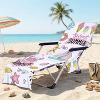 Housse de chaise longue de plage en microfibre imprimée sur mesure avec poche latérale, séchage rapide, pour piscine et bord de mer